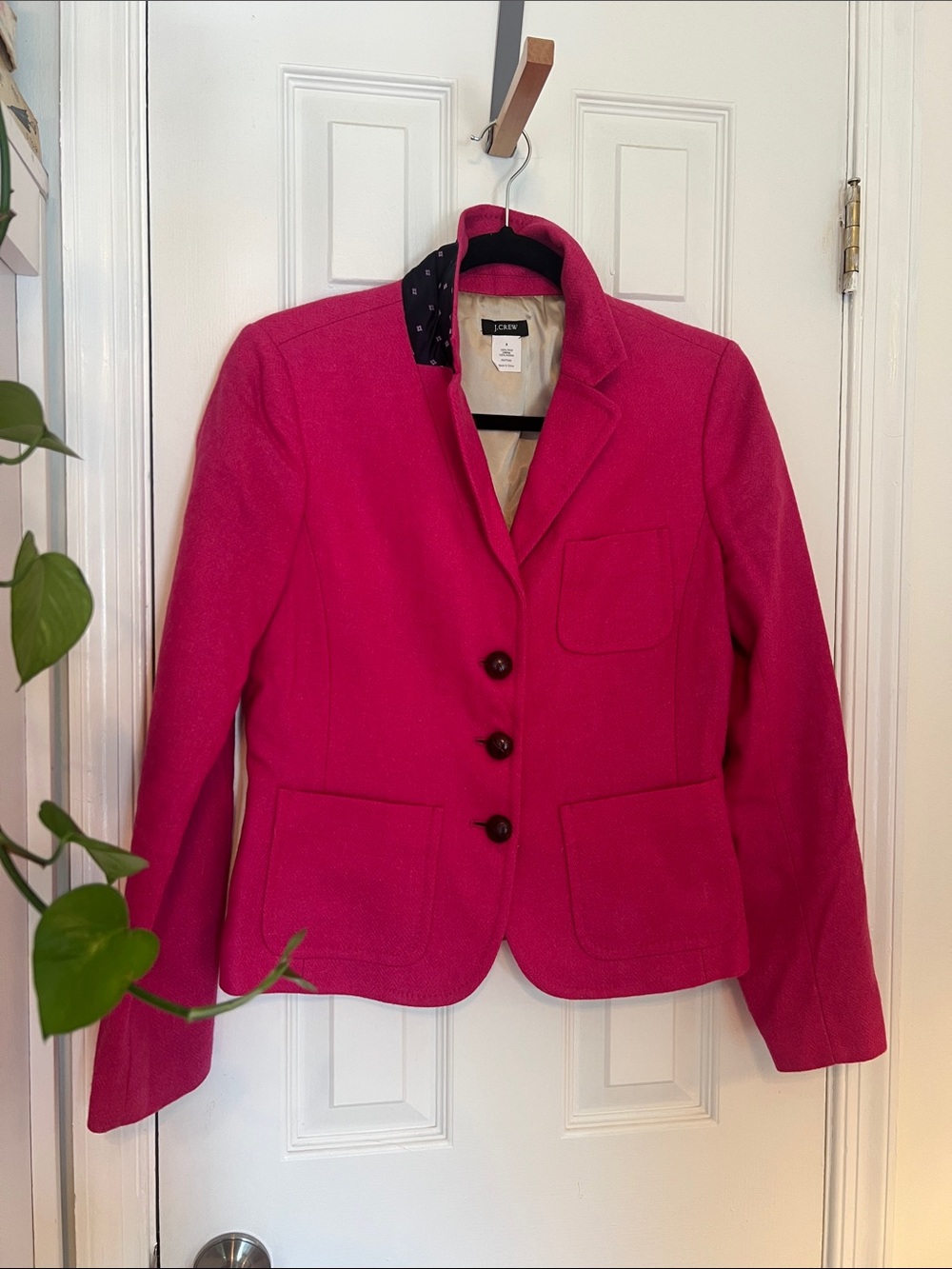 J. Crew Women's Bright Pink Wool Blazer